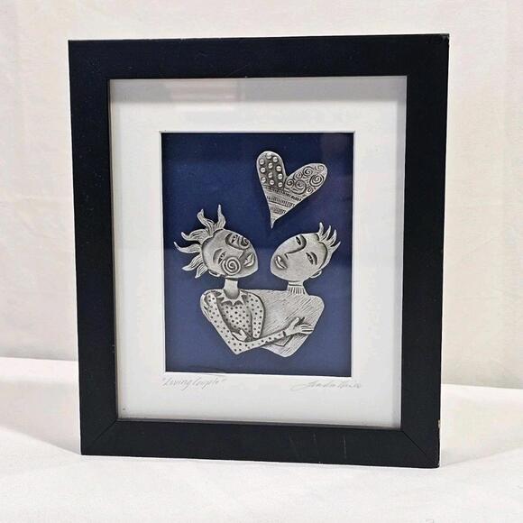 Other - Leandra Drumm Loving Couple Wall Hanging Framed Pewter Art